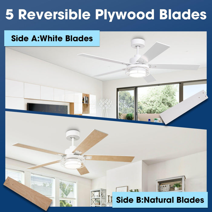 52 Inch Bernice DC Motor Industrial Downrod Ceiling Fan with LED Light and Remote Control - Sweatfully