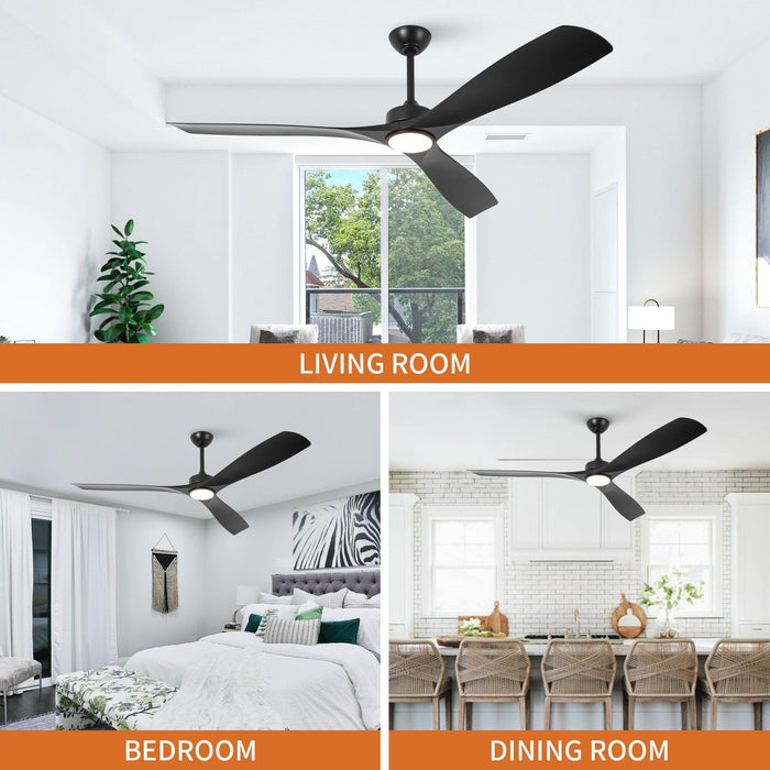 60 Inch Alexi DC Motor Modern Downrod Ceiling Fan with LED Light - Sweatfully