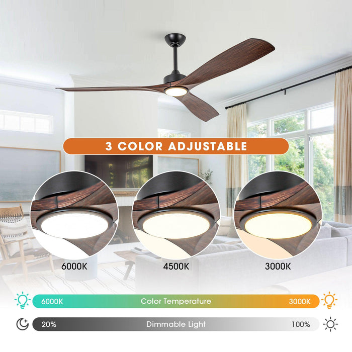 60 Inch Alexi DC Motor Modern Downrod Ceiling Fan with LED Light - Sweatfully
