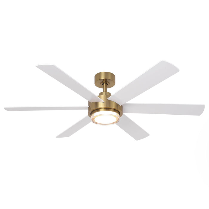 54 Inch Kama Modern Downrod Mount Ceiling Fan with Remote Control and LED Light - Sweatfully