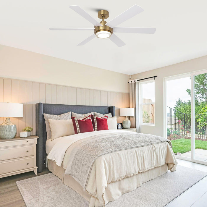 54 Inch Kama Modern Downrod Mount Ceiling Fan with Remote Control and LED Light - Sweatfully