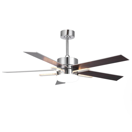 52 Inch Double-sided Blades Modern Downrod Mount Ceiling Fan with Main/Side LED Light - Sweatfully