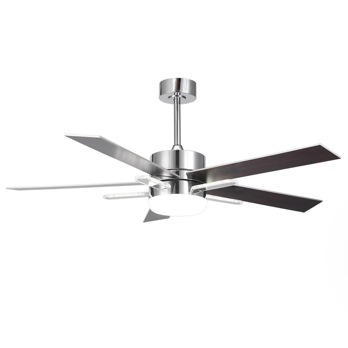 52 Inch Double-sided Blades Modern Downrod Mount Ceiling Fan with Main/Side LED Light - Sweatfully
