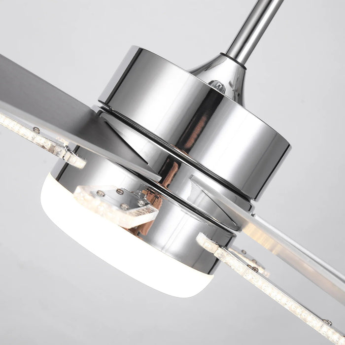 52 Inch Double-sided Blades Modern Downrod Mount Ceiling Fan with Main/Side LED Light - Sweatfully