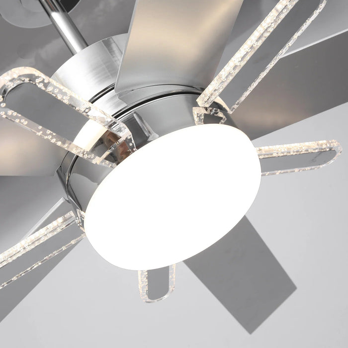 52 Inch Double-sided Blades Modern Downrod Mount Ceiling Fan with Main/Side LED Light - Sweatfully