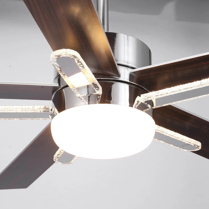 52 Inch Double-sided Blades Modern Downrod Mount Ceiling Fan with Main/Side LED Light - Sweatfully