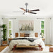 52 Inch Double-sided Blades Modern Downrod Mount Ceiling Fan with Main/Side LED Light - Sweatfully