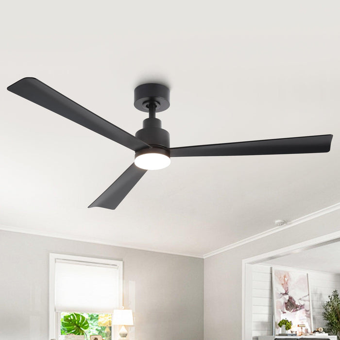 52 Inch Dinah Modern Downrod Mount Ceiling Fan with Remote Control and LED Light - Sweatfully