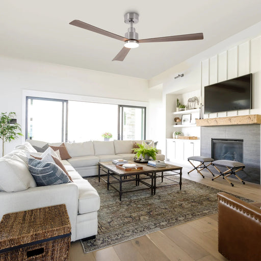 52 Inch Dinah Modern Downrod Mount Ceiling Fan with Remote Control and LED Light - Sweatfully