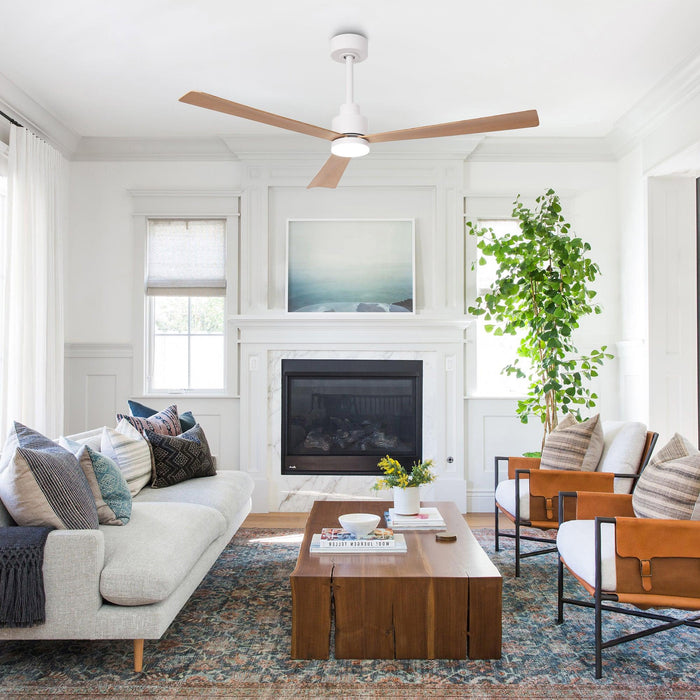 52 Inch Dinah Modern Downrod Mount Ceiling Fan with Remote Control and LED Light - Sweatfully