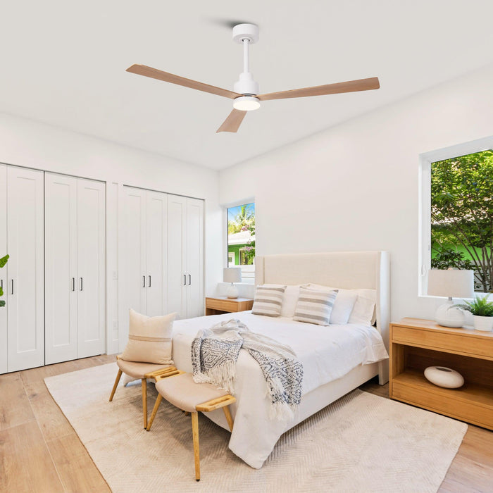 52 Inch Dinah Modern Downrod Mount Ceiling Fan with Remote Control and LED Light - Sweatfully