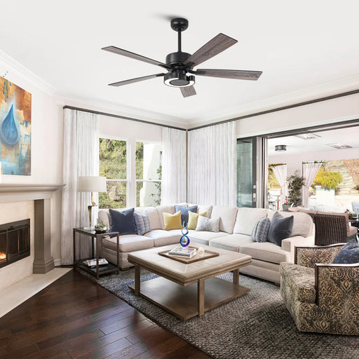52 Inch Arlen Double-sided Blades Downrod Mount LED Ceiling Fan with Remote Control - Sweatfully