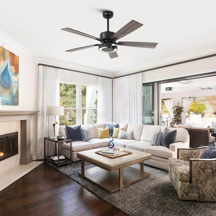 52 Inch Arlen Double-sided Blades Downrod Mount LED Ceiling Fan with Remote Control - Sweatfully