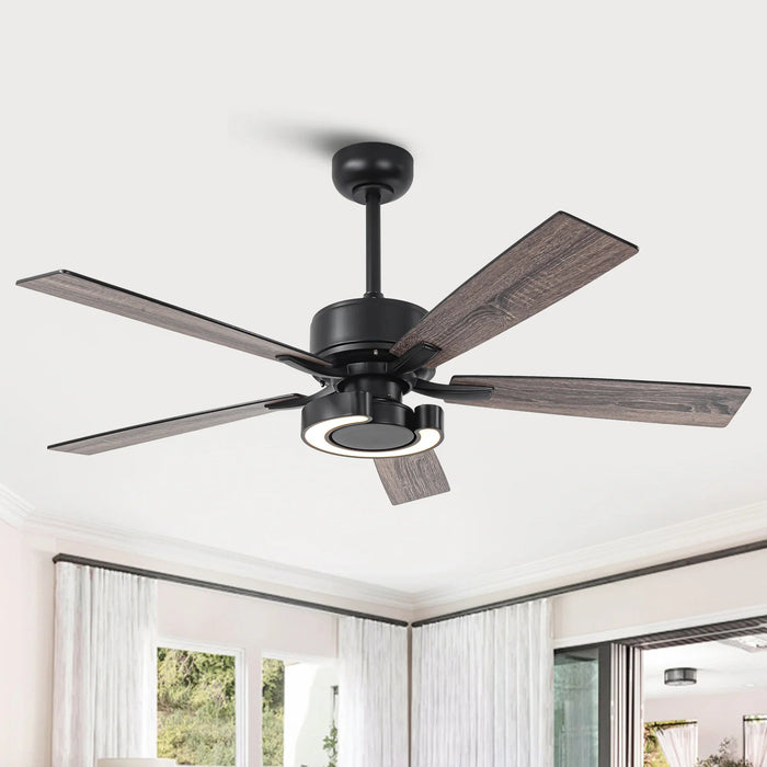 52 Inch Arlen Double-sided Blades Downrod Mount LED Ceiling Fan with Remote Control - Sweatfully