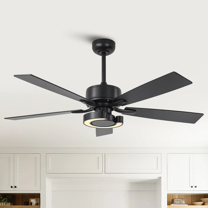 52 Inch Arlen Double-sided Blades Downrod Mount LED Ceiling Fan with Remote Control - Sweatfully