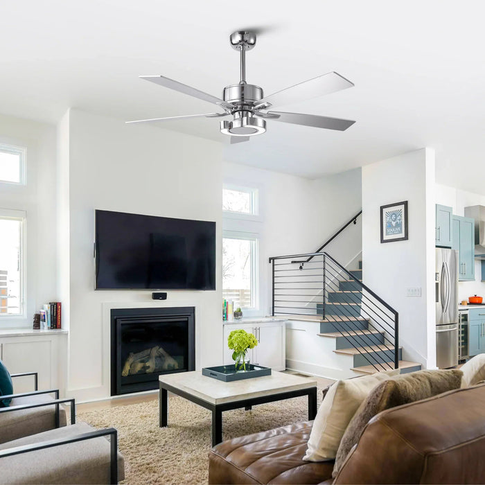 52 Inch Arlen Double-sided Blades Downrod Mount LED Ceiling Fan with Remote Control - Sweatfully