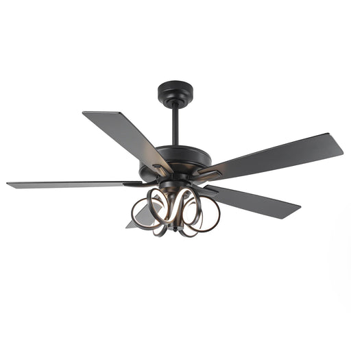 52 Inch Levi Double-sided Blades Downrod Mount LED Ceiling Fan with Remote Control - Sweatfully