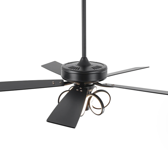 52 Inch Levi Double-sided Blades Downrod Mount LED Ceiling Fan with Remote Control - Sweatfully