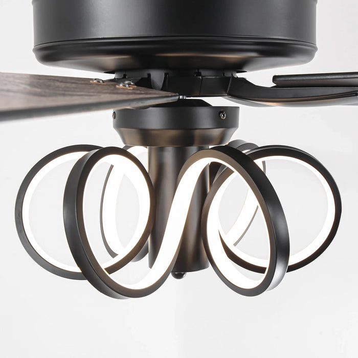 52 Inch Levi Double-sided Blades Downrod Mount LED Ceiling Fan with Remote Control - Sweatfully