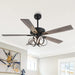 52 Inch Levi Double-sided Blades Downrod Mount LED Ceiling Fan with Remote Control - Sweatfully