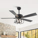 52 Inch Levi Double-sided Blades Downrod Mount LED Ceiling Fan with Remote Control - Sweatfully
