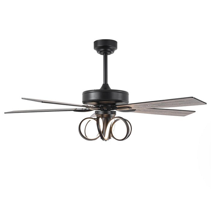52 Inch Levi Double-sided Blades Downrod Mount LED Ceiling Fan with Remote Control - Sweatfully
