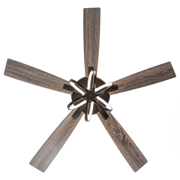 52 Inch Levi Double-sided Blades Downrod Mount LED Ceiling Fan with Remote Control - Sweatfully