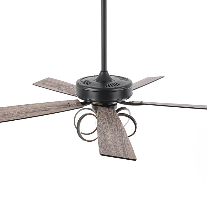 52 Inch Levi Double-sided Blades Downrod Mount LED Ceiling Fan with Remote Control - Sweatfully
