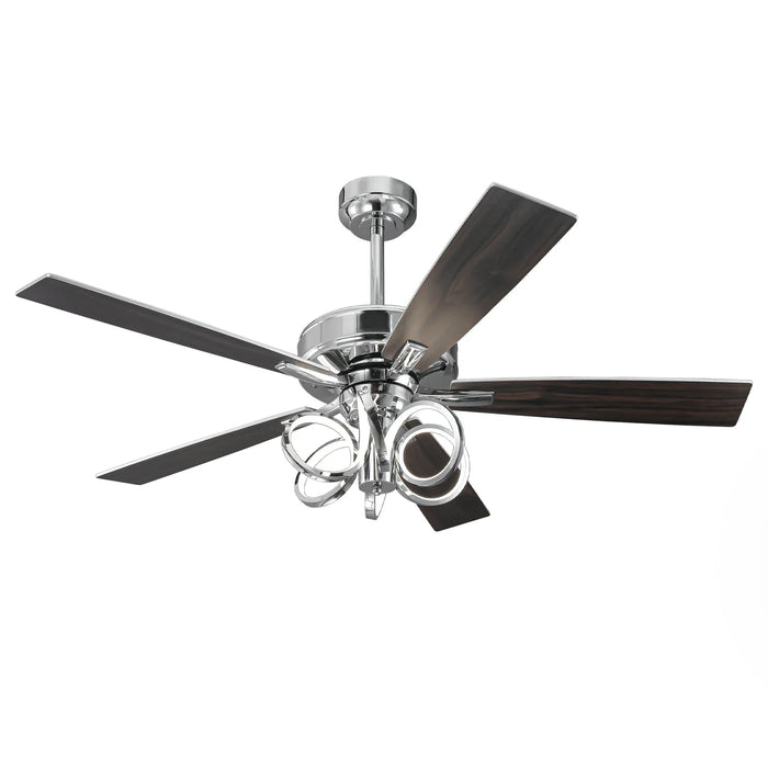 52 Inch Levi Double-sided Blades Downrod Mount LED Ceiling Fan with Remote Control - Sweatfully