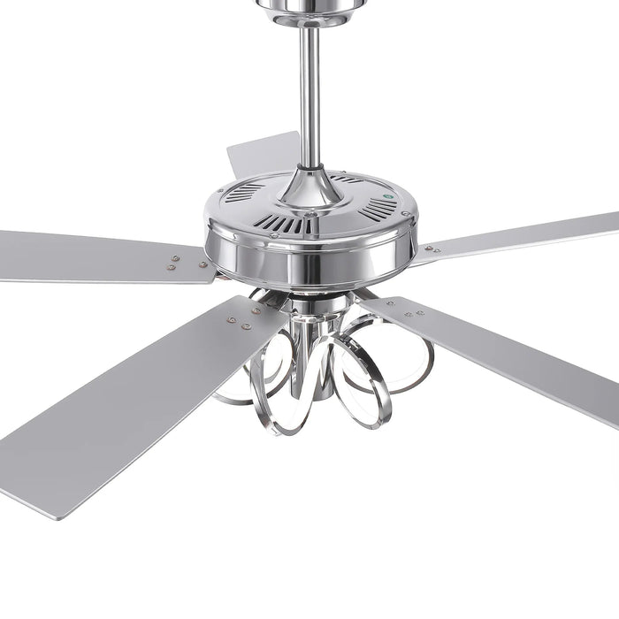 52 Inch Levi Double-sided Blades Downrod Mount LED Ceiling Fan with Remote Control - Sweatfully