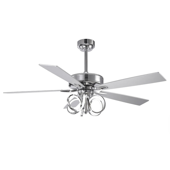 52 Inch Levi Double-sided Blades Downrod Mount LED Ceiling Fan with Remote Control - Sweatfully