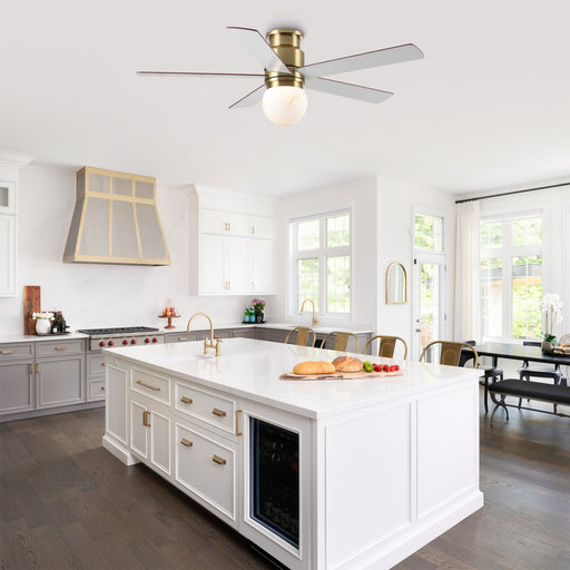 52 Inch Fanny Double-sided Blades Flush Mount LED Ceiling Fan with Remote Control - Sweatfully