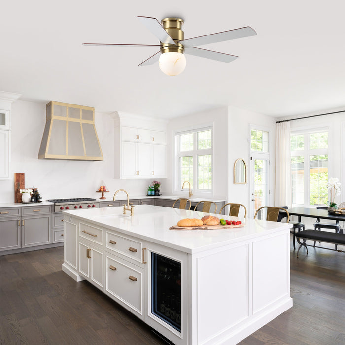 52 Inch Fanny Double-sided Blades Flush Mount LED Ceiling Fan with Remote Control - Sweatfully