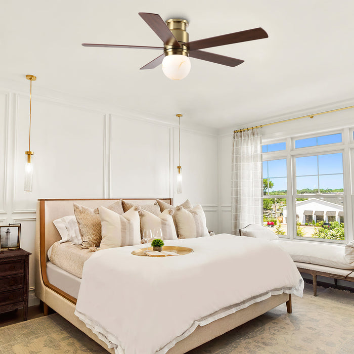 52 Inch Fanny Double-sided Blades Flush Mount LED Ceiling Fan with Remote Control - Sweatfully