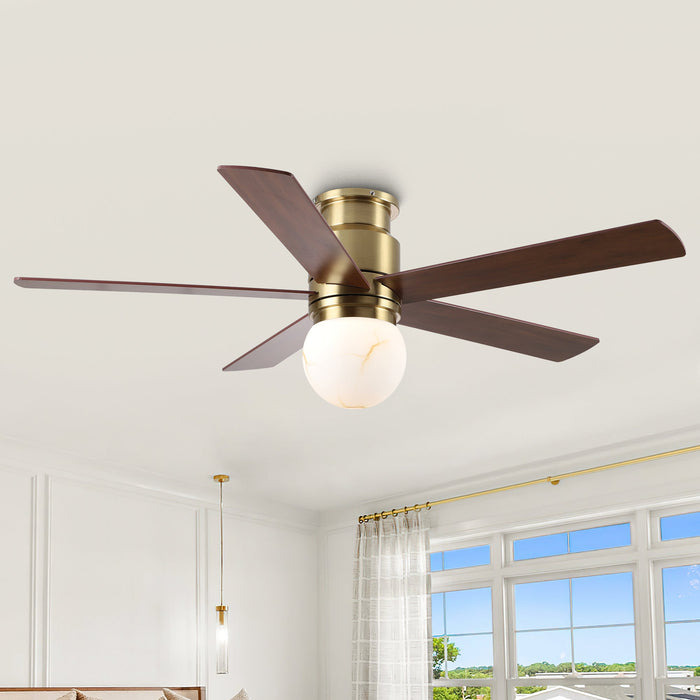 52 Inch Fanny Double-sided Blades Flush Mount LED Ceiling Fan with Remote Control - Sweatfully
