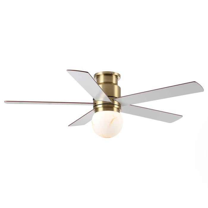 52 Inch Fanny Double-sided Blades Flush Mount LED Ceiling Fan with Remote Control - Sweatfully