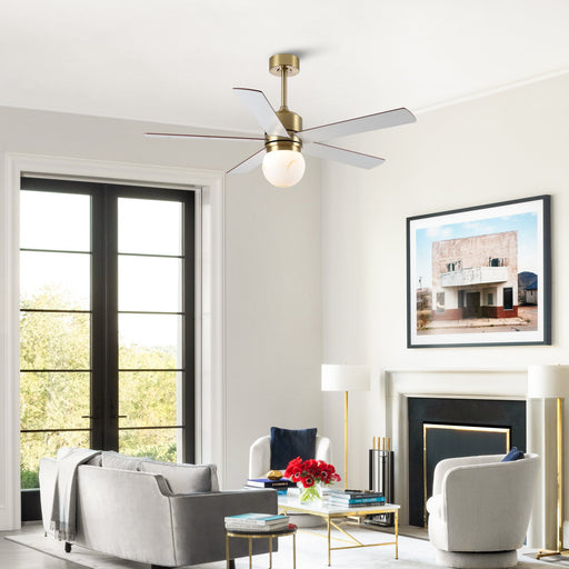 52 Inch Alva Double-sided Blades Downrod Mount LED Ceiling Fan with Remote Control - Sweatfully