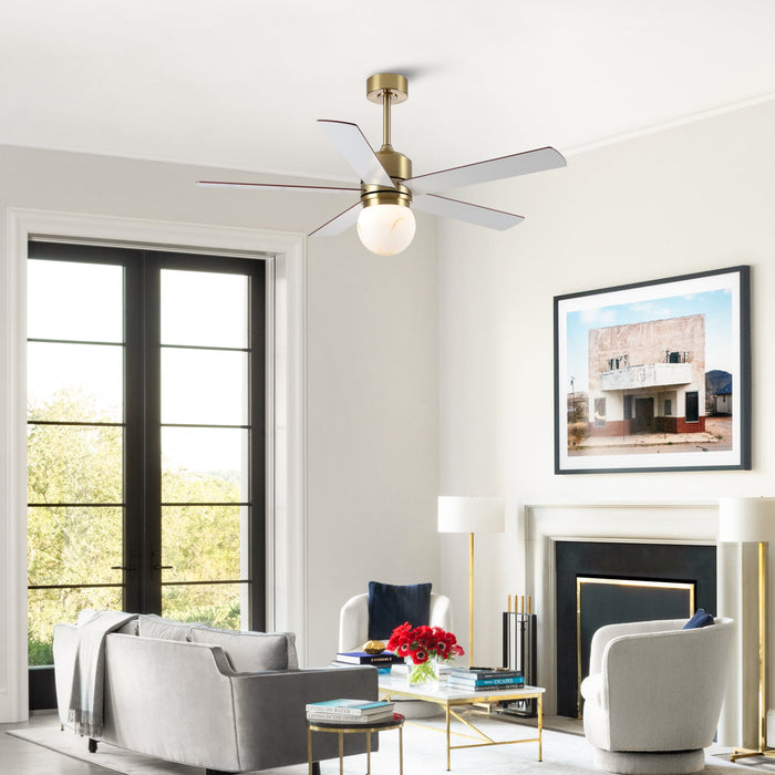 52 Inch Alva Double-sided Blades Downrod Mount LED Ceiling Fan with Remote Control - Sweatfully