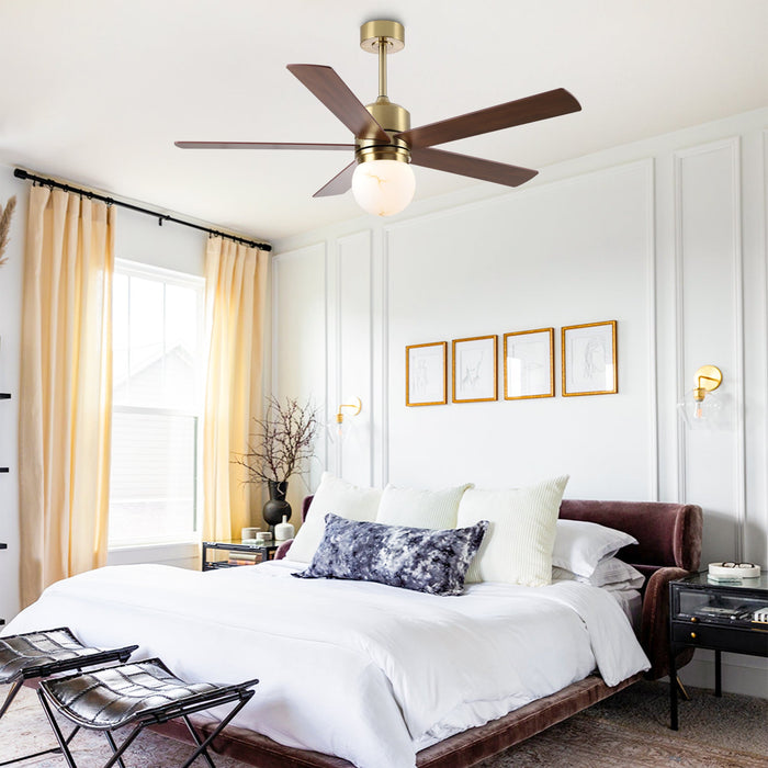 52 Inch Alva Double-sided Blades Downrod Mount LED Ceiling Fan with Remote Control - Sweatfully