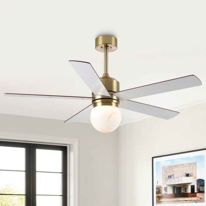 52 Inch Alva Double-sided Blades Downrod Mount LED Ceiling Fan with Remote Control - Sweatfully