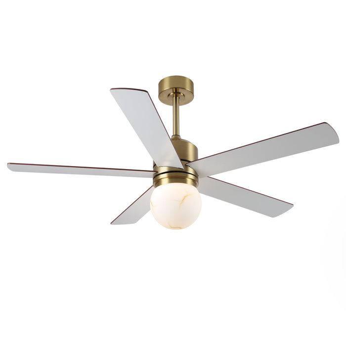 52 Inch Alva Double-sided Blades Downrod Mount LED Ceiling Fan with Remote Control - Sweatfully