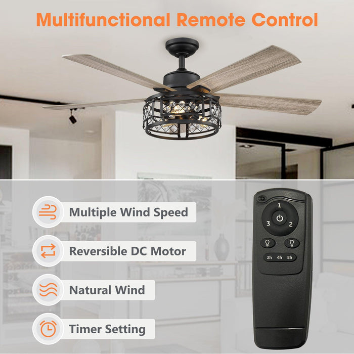 52" Divisadero Farmhouse Ceiling Fan with Remote Control - Sweatfully