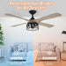 52" Tata Nagar Farmhouse Downrod Mount Reversible Crystal Ceiling Fan with Lighting and Remote Control - Sweatfully
