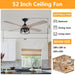 52" Tata Nagar Farmhouse Downrod Mount Reversible Crystal Ceiling Fan with Lighting and Remote Control - Sweatfully