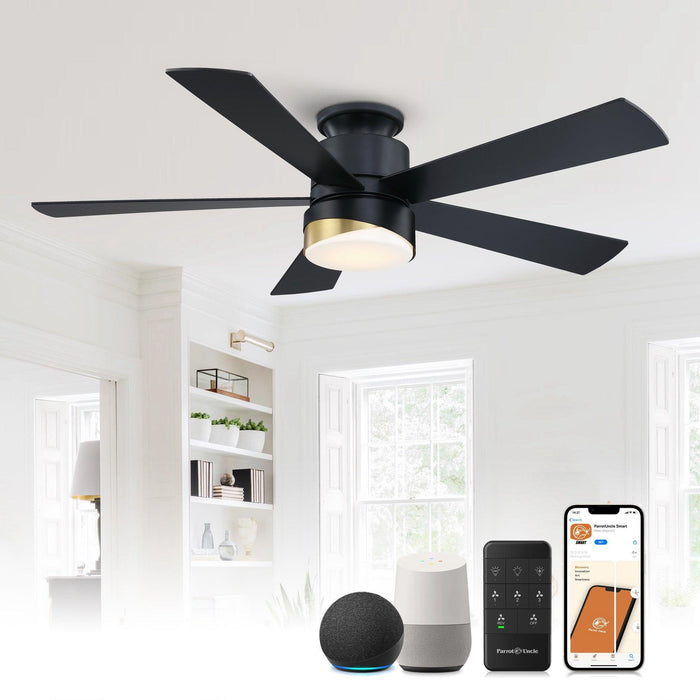 52" Flush Mount Smart Fan with LED Light - Sweatfully