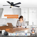 52" Flush Mount Smart Fan with LED Light - Sweatfully