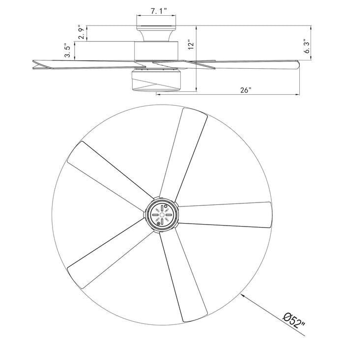 52" Flush Mount Smart Fan with LED Light - Sweatfully