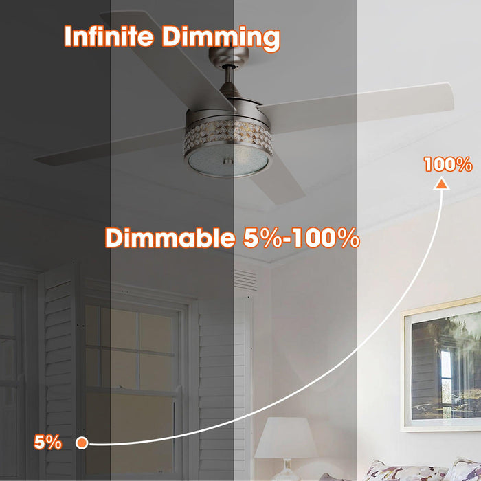 52" Cason Modern Downrod Mount Reversible Ceiling Fan with Lighting and Remote Control - Sweatfully