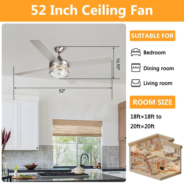 52" Cason Modern Downrod Mount Reversible Ceiling Fan with Lighting and Remote Control - Sweatfully