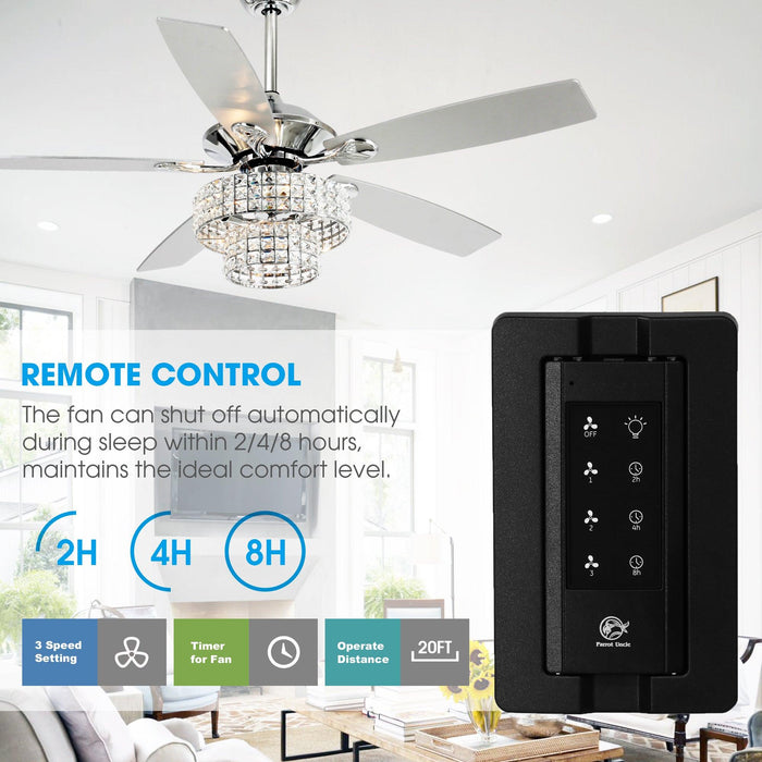 52" Howell Modern Downrod Mount Reversible Crystal Ceiling Fan with Lighting and Remote Control - Sweatfully